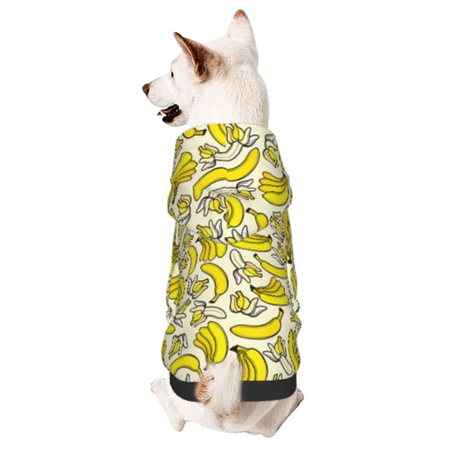 Fotbe Banana Sudadera con Estampado para Perros Pequeños – Suéter con Capucha para Mascotas, Tela Suave de Forro Polar con Bolsillo-XX-Large