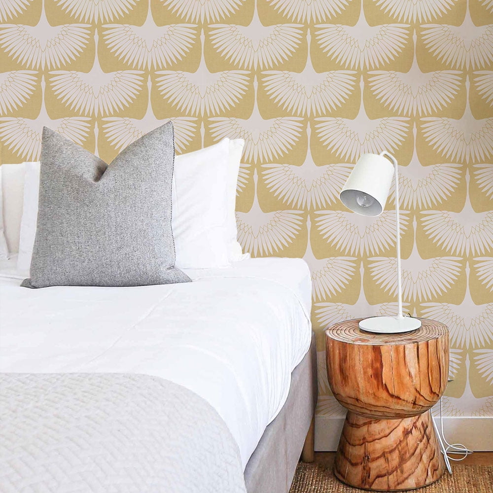 Tempaper x Genevieve Gorder Feather Flock Gold Peel and Stick Wallpaper, 20.5" x 16.5'