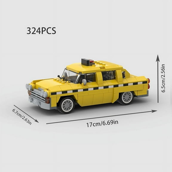 Gifts and toys for the childrenCity Taxi Vehicle Speed Champions Sport Car Yellow Cab Building Blocks Bricks Supercar Racing Road DIY Educational Toys Kids
