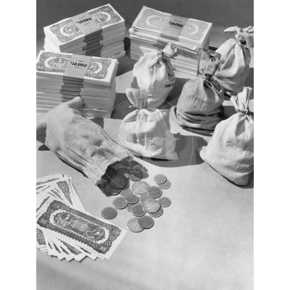 Stacks of $100 Bills, Coins, and Money Bags, Unframed Photographic Print Wall Art by Philip Gendreau Sold by Art.Com
