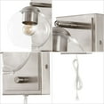 thumbnail image 5 of JONATHAN Y Hugo 6" 1-Light Minimalist Modern Plug-In or Hardwired Adjustable Iron LED Wall Sconce with Rotary Dimmer, Nickel with Clear Globe, 5 of 9