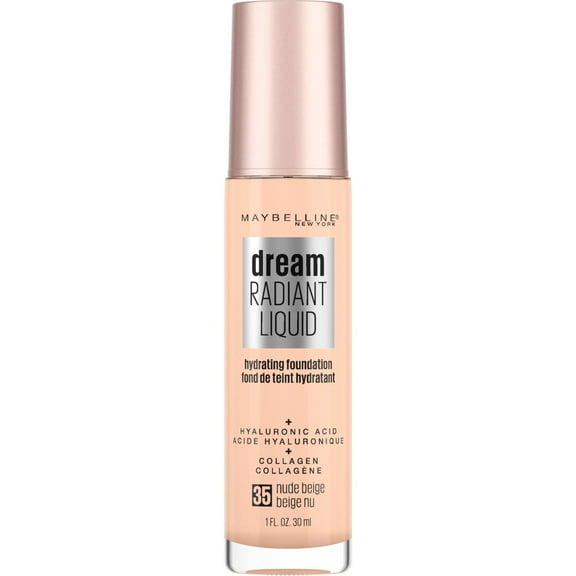 Maybelline Dream Radiant Liquid Medium Coverage Hydrating Foundation, Nude Beige, 1 fl oz