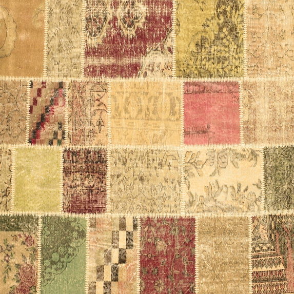 Ahgly Company Indoor Square Patchwork Brown Transitional Area Rugs, 3' Square