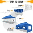 thumbnail image 6 of COBIZI 10x30 Pop-up Canopy Tent, Heavy-Duty, Waterproof, 8 Removable Sidewalls, UPF 50, Blue, 6 of 11