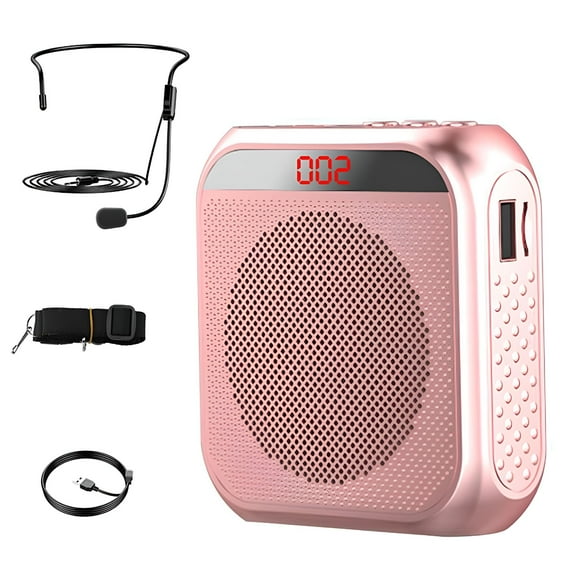 BESTSKY Portable Voice Amplifier Microphone Speaker 2200mAh Rechargeable Voice Amplifier for Teachers Training Meeting Tour Guide Classroom (Pink)