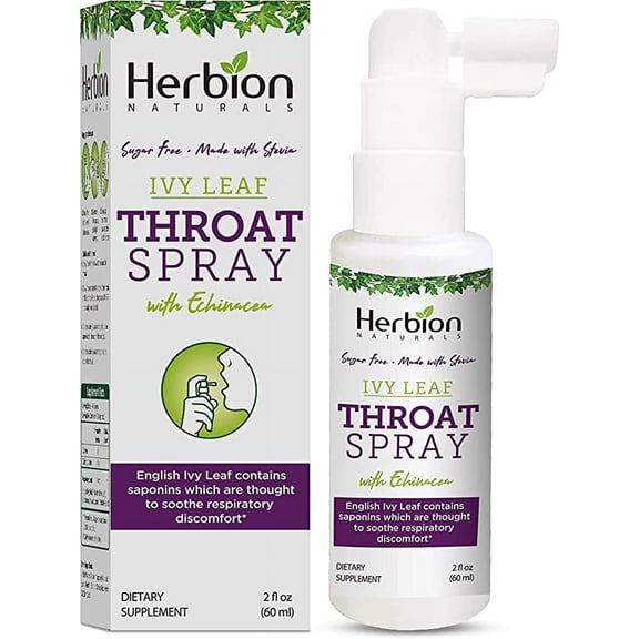 Herbion Naturals Herbal Throat Spray with Stevia, Soothes Respiratory Discomfort, 2 fl oz (60 ml)