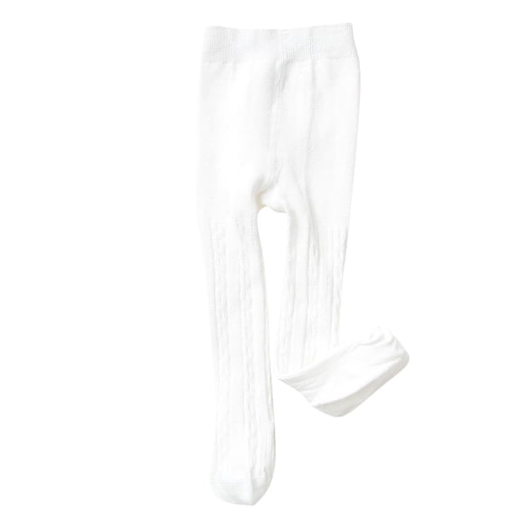 Splozh Cotton Tights for Kids Kids Baby Girls Tights Toddler Cable Knit Warm Leggings Seamless Stretchy Stockings Pantyhose Winter Socks White,2-3 Years