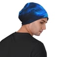 thumbnail image 4 of Xecao Blue Fire Cool Wolf Print Beanie Knitted Hat for Men Women, Winter Fashion Knit Cuffed Caps Unisex, 4 of 7