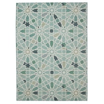 Linon Outdoor Washable Area Rug Collection, Green and Ivory, 2' x 3'