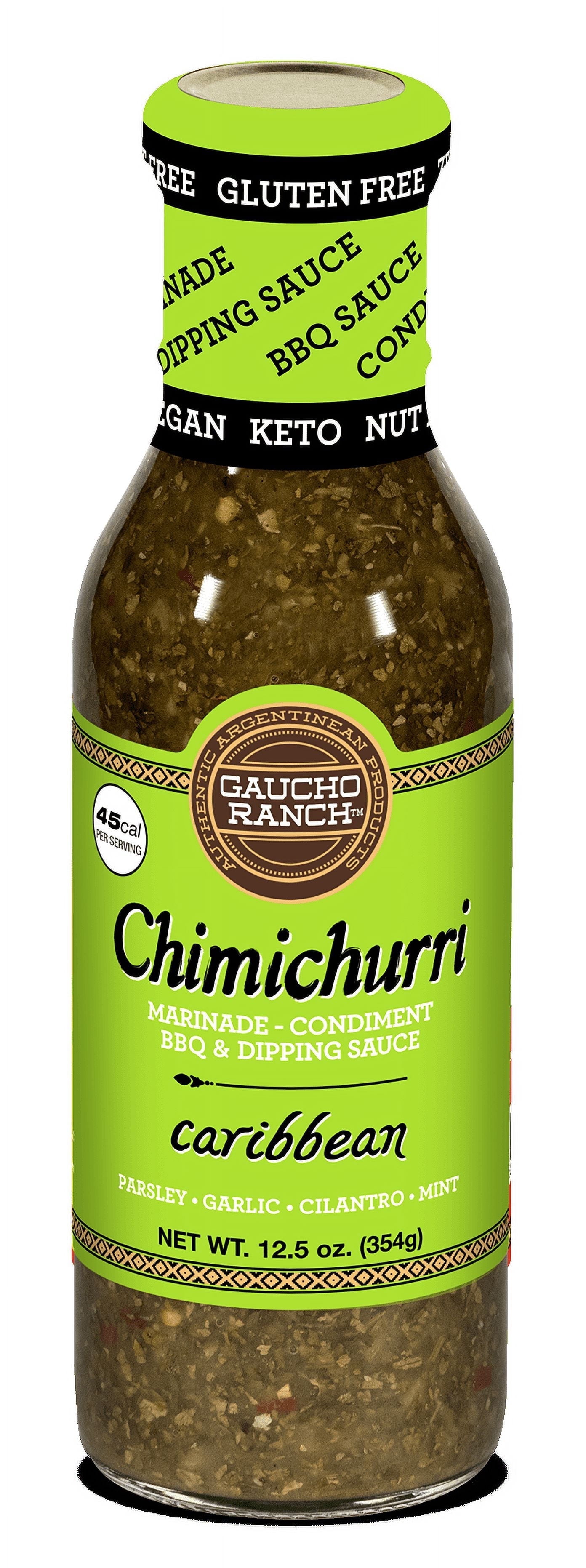 (2 pack) Gaucho Ranch Caribbean Steak Sauce, Gourmet Chimichurri, BBQ Marinade, Grilling & Dipping Sauce for Steak, Chicken & Veggies 12.5oz