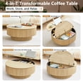 thumbnail image 3 of PHOYAL 4 in 1 Fluted Round Coffee Table with Flip Top and Lift Top, Round Coffee Table with Hidden Compartments Storage for Living Room, Natural, 3 of 8