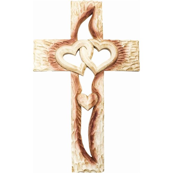 Oooct Resin Cross Wall Art, Love Cross, Never Separates, Great Christian Gift, Home Living Room Decor, 13.77 8.26 Inches