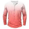 thumbnail image 2 of LODIENY Men's Henley Shirts Classic Casual Tie Dye Gradient Print Basic Workout Tee Shirts Big and Tall Regular Fit Long Sleeve Cotton Button Ombre T Shirts Multicolor#17 L, 2 of 5