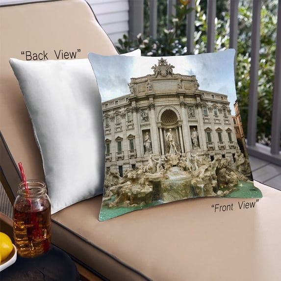 Ahgly Company Sites Trevi Fountain Outdoor Throw Pillow, 18 inch by 18 inch