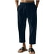 thumbnail image 2 of Pantalones largos para hombre, informales, de vacaciones, con bolsillo, cordón, color liso, cintura elástica, pantalones cortos para hombre, 2 of 4