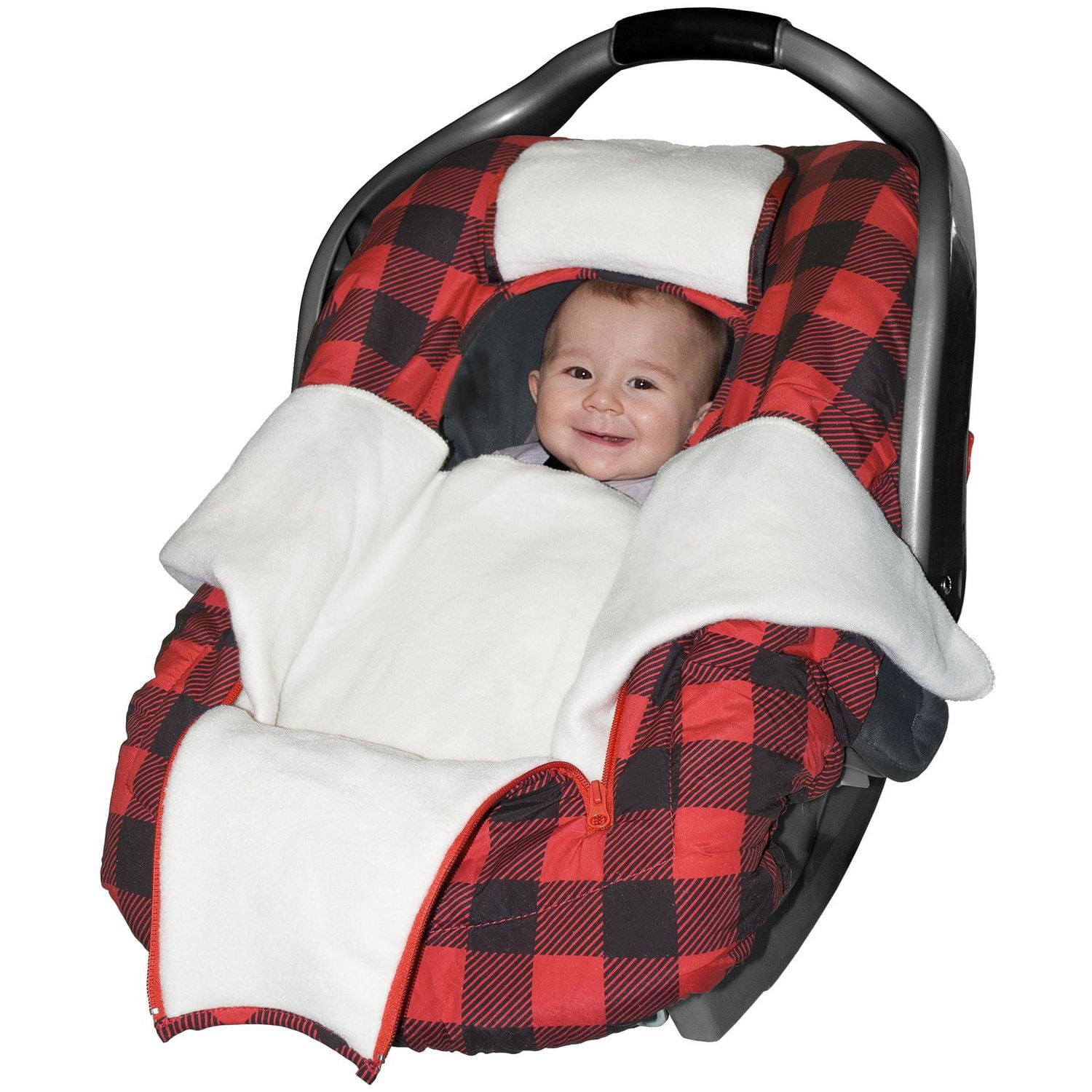 Jolly Jumper Arctic Sneak-a-Peek – Housse d’hiver pour siège d’auto pour bébé | Doublée en polaire, avec rebord élastiqué, rabat “coucou” et double fermeture éclair | Lavable à la machine