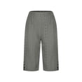 thumbnail image 7 of AHTJRT Women's Capris Summer Boho Royal Court Style Side Slit Bottoms Trousers with Pockets Drawstring Elastic Hight Waist Casual Straight Leg Capri Pants Gray XXL, 7 of 7