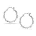 thumbnail image 5 of LeCalla 925 Sterling Silver Light-Weight Click-Top Round Bamboo Hoop Earrings for Women and Teen 30MM, 5 of 7