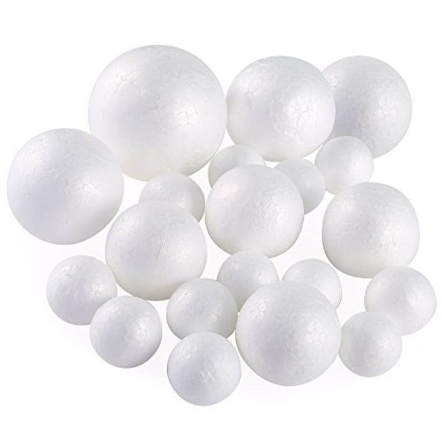 pllieay 20 pieces 5 sizes white foam balls polystyrene craft balls art ...