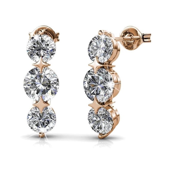 Cate & Chloe Lucille 18k Rose Gold Plated Drop Earrings with Swarovski Crystals Gift for Women