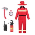 thumbnail image 3 of MEZZALL Kids Fireman Outfit Sets For Children With For Pretend Play And Party Dress Up Long Sleeve Coats Tops Clothes Sets, 3 of 8
