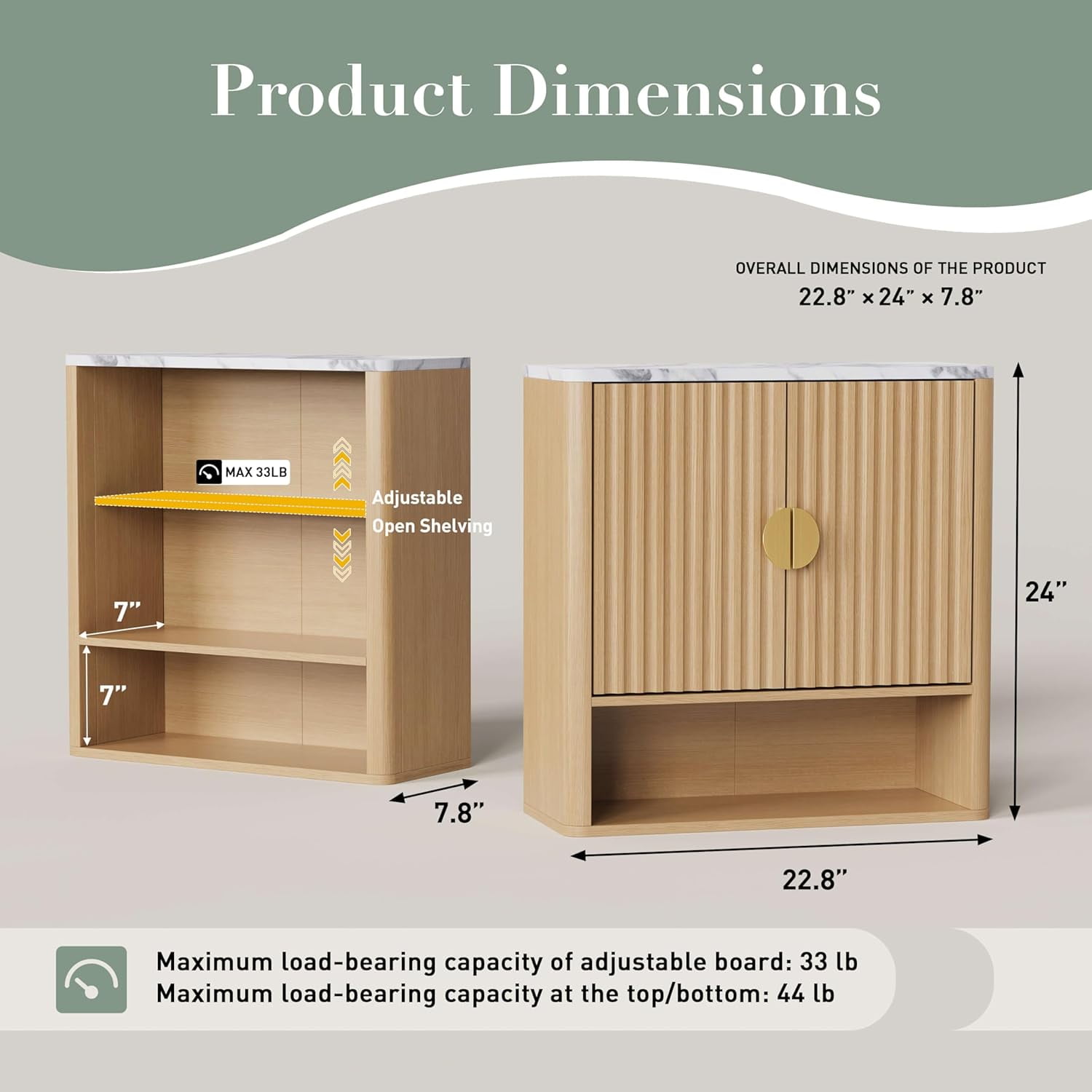 23" Bathroom Wall Cabinets Over The Toilet with Adjustable Shelf,Wall Mounted Storage Cabinet for Laundry Room Kitchen