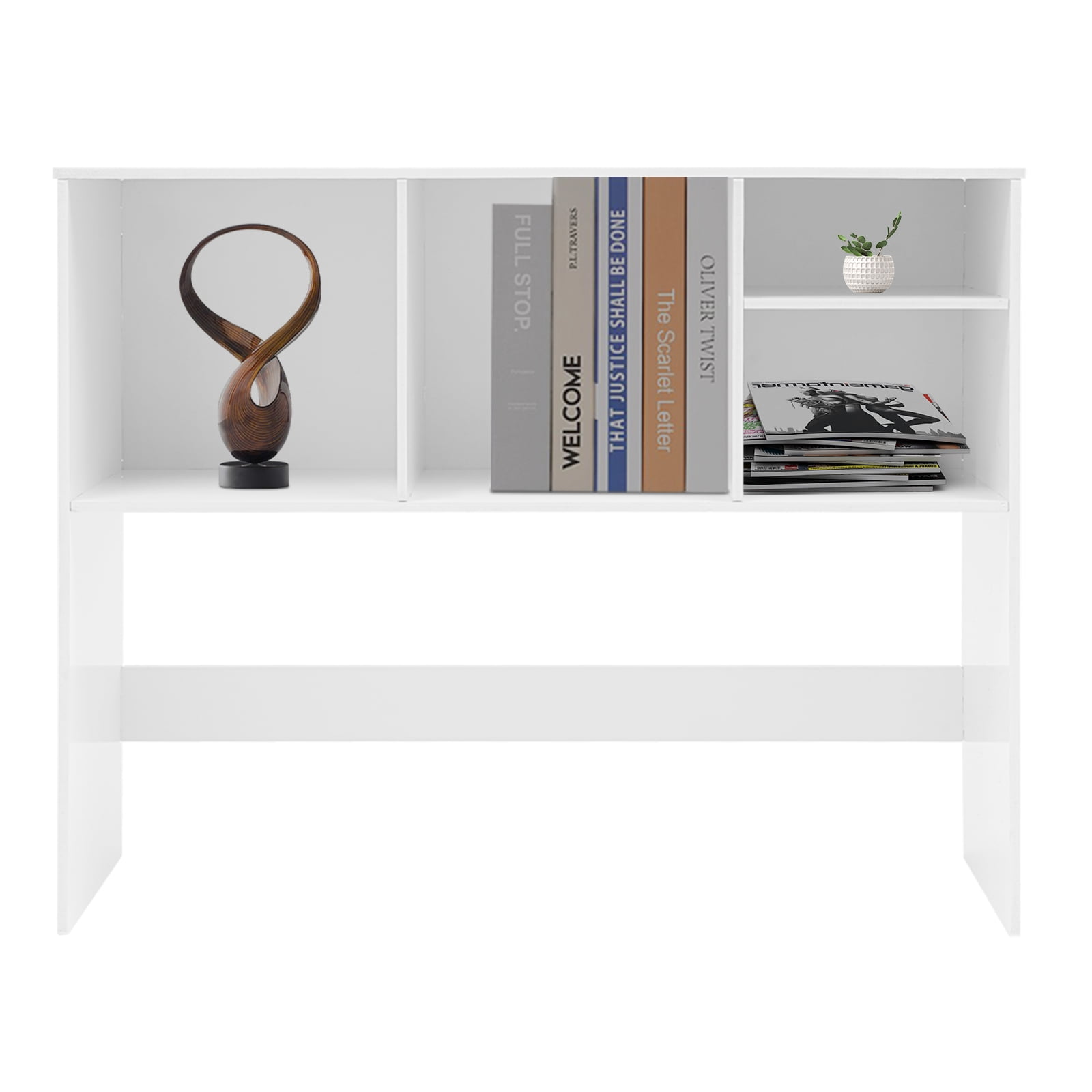Office Desk Bookshelf Holder, Table Standing Desk Book Organizer White 37*9.5*28.7in