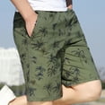 thumbnail image 3 of VSSSJ Men's Summer Shorts Fitted Tropical Palm Tree Print Drawstring Elastic Waist Five Point Shorts with Pockets Casual Outdoor Jogger Shorts Army Green XXXL, 3 of 9