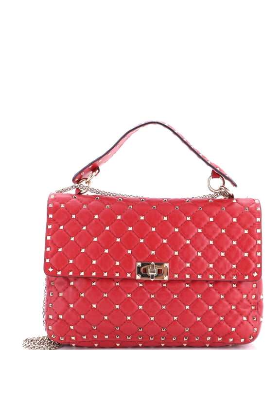 Pre-Owned Rockstud Spike Flap Bag Quilted Leather Large By Rebag