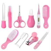 NOGIS Baby Healthcare Kit, Baby Safety Set Baby Comb, Brush, Finger Toothbrush, Nail Clippers, Scissors, Nasal Aspirator, Baby Essentials Nursery Care Kit (Pink)