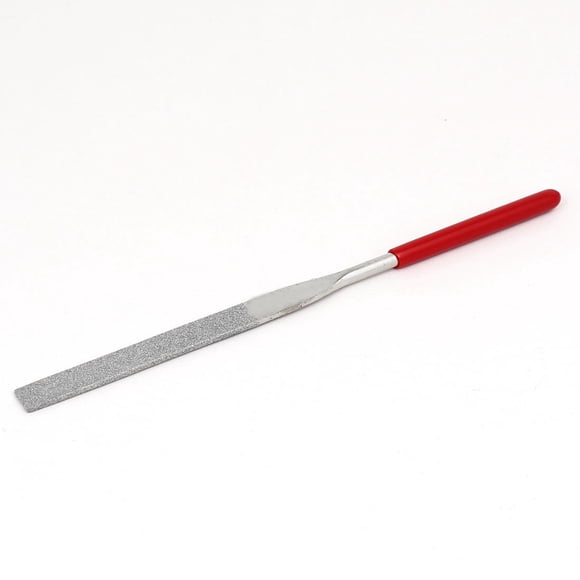 Lima plana de doble corte recubierta de diamante con mango de goma de 180 mm