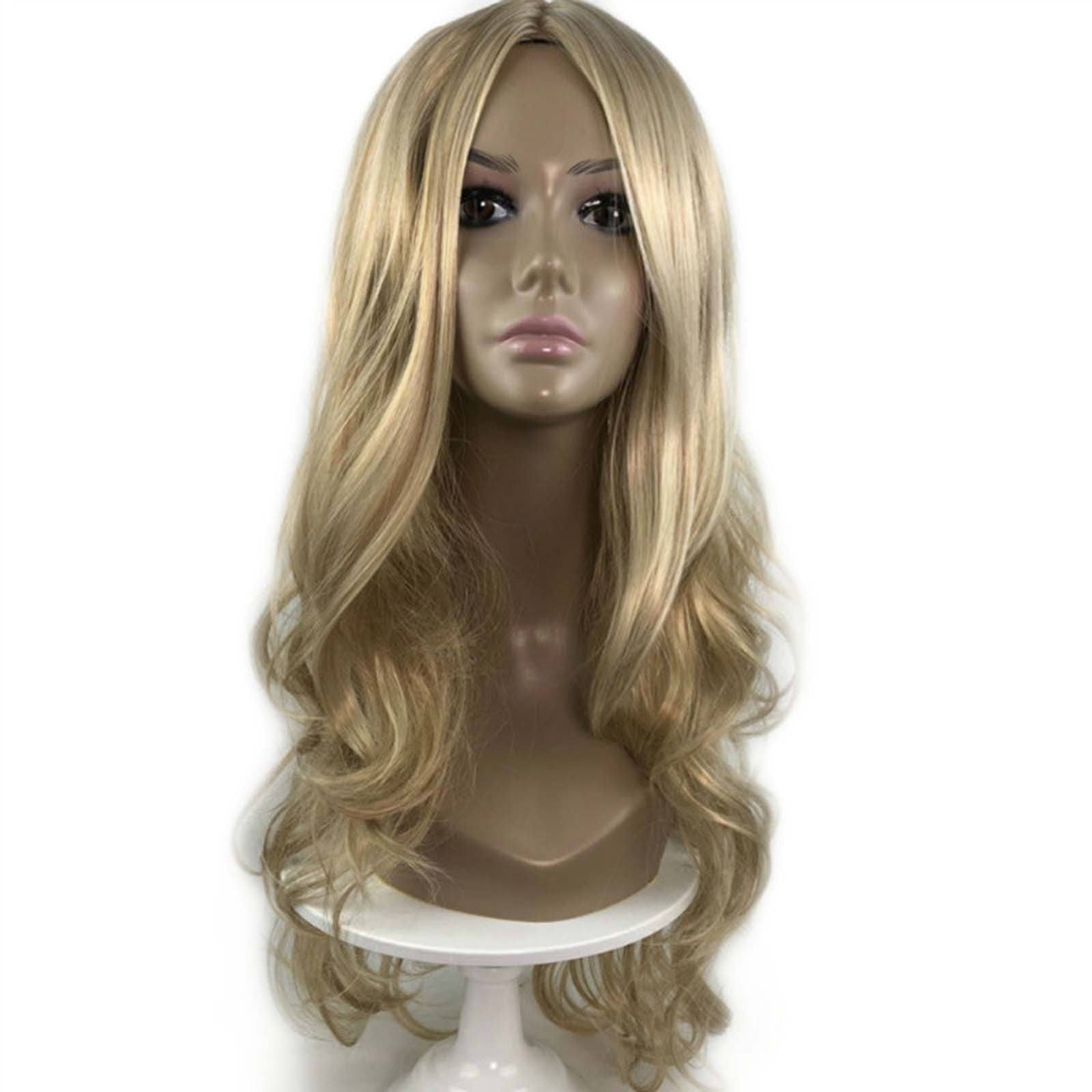 Long Blonde Curly Wig for Women 68cm Fashion Synthetic Fiber Natural Looking Hairpiece for Costume or Everyday Style No Hairnet Included Gift