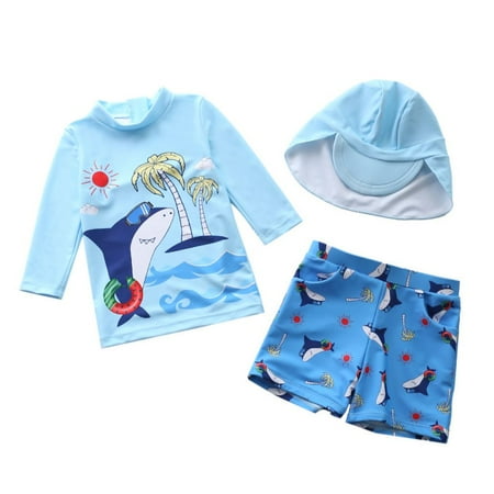 

Bullpiano Baby Boy Swimwear with Sun Cap Suit Surfing Wear Shark Swimsuit Infant Toddler Kids Children Sunscreen Beach Bathing Clothe