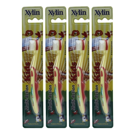 (Lot of 4) Xylin Multi-Action Kids Toothbrush Antibacterial Nano Silver Bristles