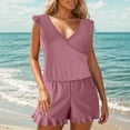 thumbnail image 1 of GZWYHT Bathing Suit for Women One Piece Swimsuit Women Women Swim Romper With In Bra And Pockets Full Coverage Bathing Suits Boyleg Jumpsuit Swimsuit Womens Swimsuits Women Beach Fashion Red XXL, 1 of 5