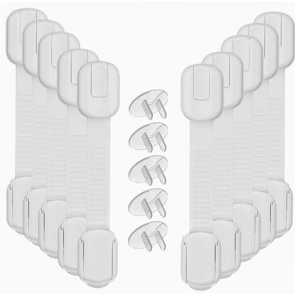 Cabinet Locks - Baby Safety Cabinet Locks - for Toilet Lid, Cabinet, Drawer, Pantry Door, Prevents Potential Child Open Threat, 10 Pack (White)