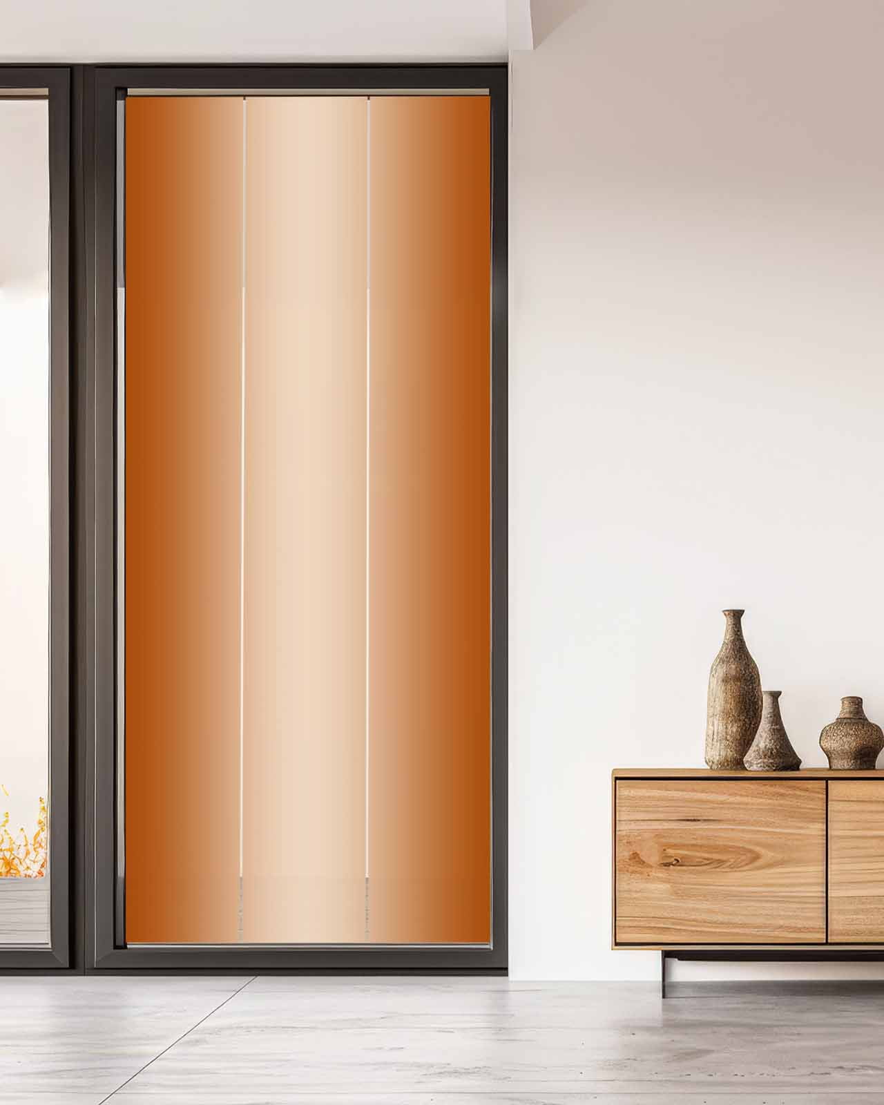 Window Privacy Film, Burnt Orange Ombre UV Sun Blocking Window Tint Film Heat Control One Way Blackout Window Film, Modern Abstract Gradient Color Art Non Adhesive Static Cling Sticker 35.4x78.7 In