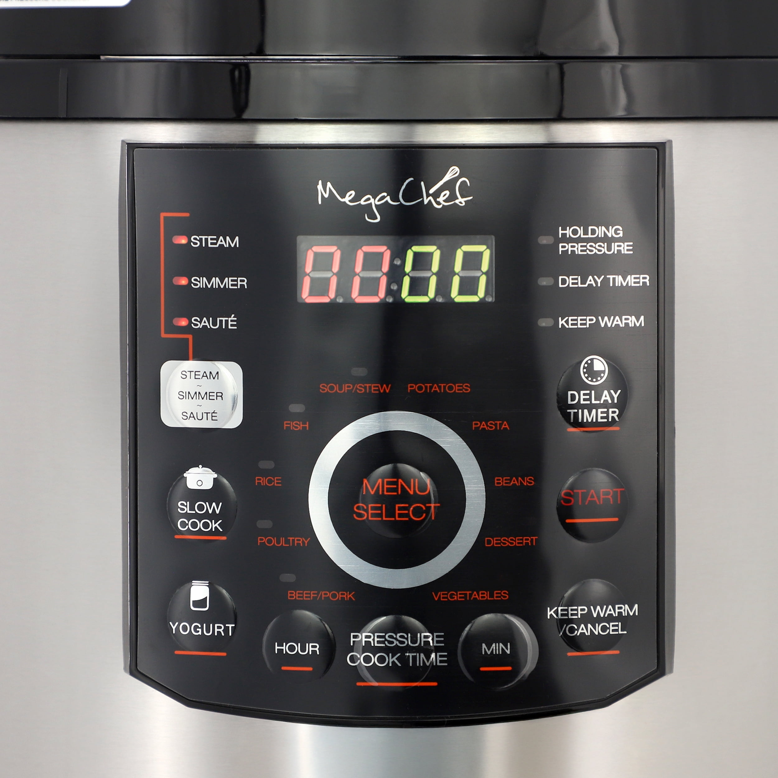Megachef 12 Quart Steel Digital Pressure Cooker with Stainless Steel Pot