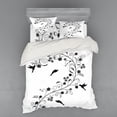 thumbnail image 2 of Ambesonne Black and White Bedding Set 3 Pcs, Curves Swirls Bird, Twin, Black White, 2 of 3