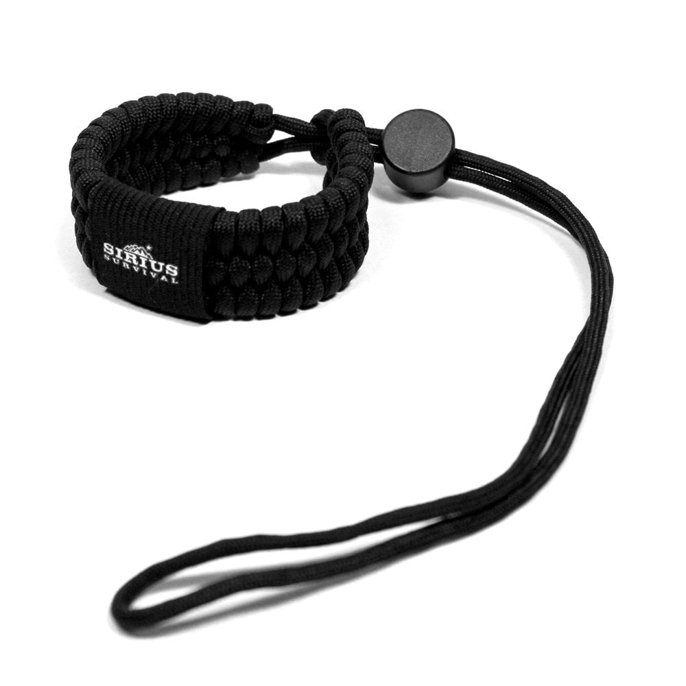 Sirius Survival Paracord Camera Wrist Strap Adjustable Size – 550lb Paracord – Wrist Strap for Cameras, Binoculars & Other Hand Held Items - Black