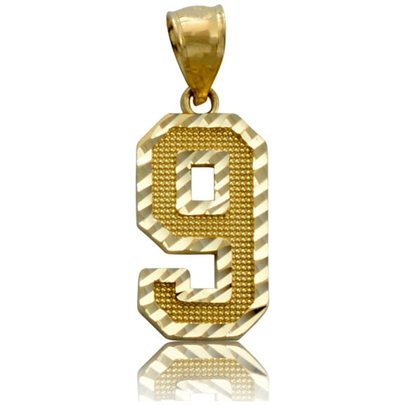 LoveBling 10k Yellow Gold Diamond Cut Sports Jersey Pendant (Medium) (9) (1.14" x 0.44")