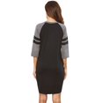 thumbnail image 4 of Women's Nightgowns 3/4 Sleeve Sleep Shirts Soft Two Striped Nightshirts Contrast Color Nightdress S-3XL, 4 of 7
