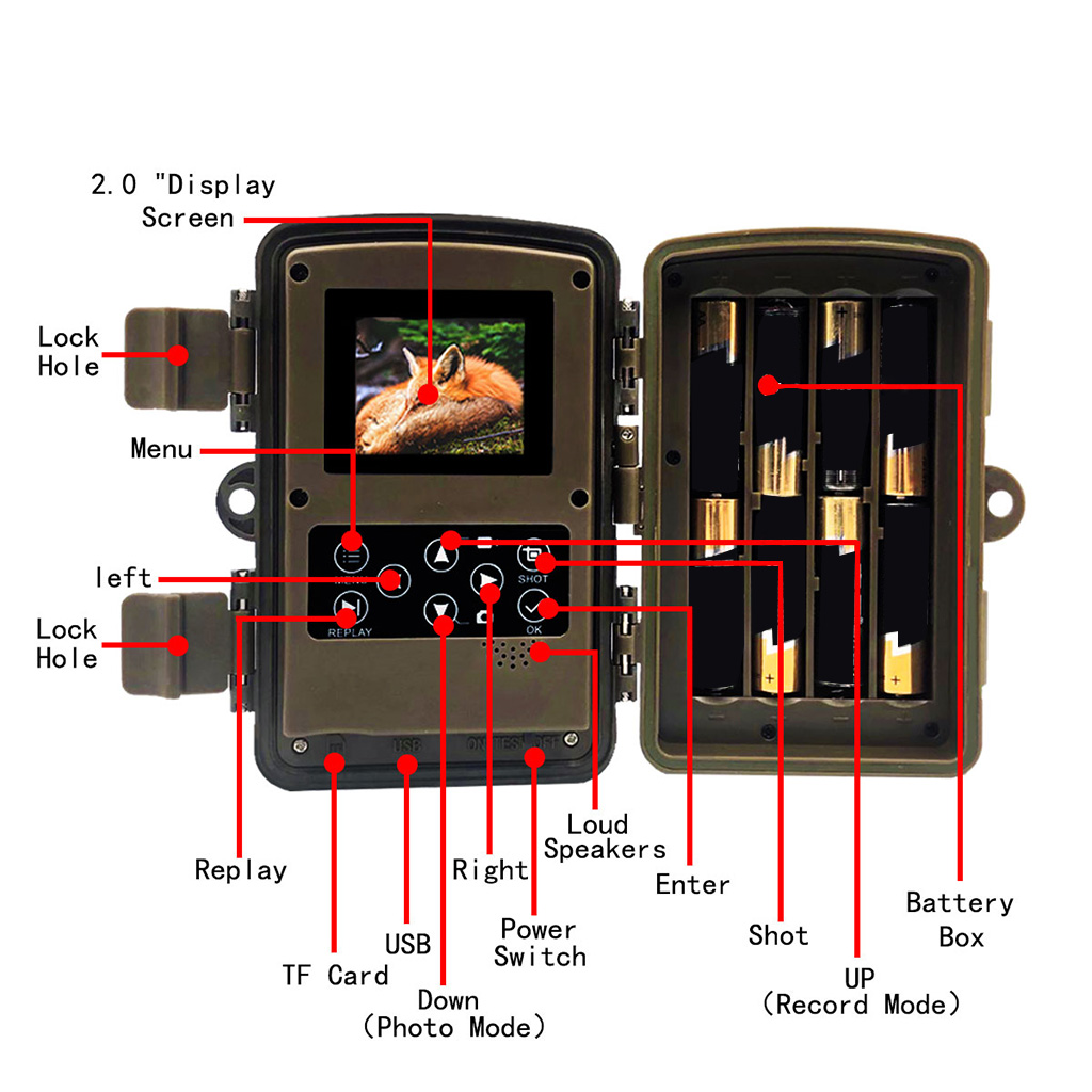 VHUNT 20MP Hunting Trail Monitor, 1080P Infrared Camera, 120° Wide Angle, IP66 Waterproof