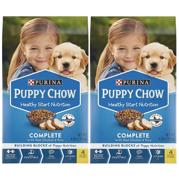 Purina Puppy Chow Dry Puppy Food; Complete with Real Chicken, 4 LB (Pack of 2)