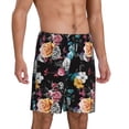 thumbnail image 2 of Kdxio Hibiscus Rose Print Mens Sleep Shorts Bottoms Soft Comfy Pajama Wear Pants with Drawstring Pockets, 2 of 7
