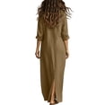 thumbnail image 5 of Guieoi Womens Dresses Fall Plus Size Elegant and Fashionable Loose Casual Collared Front-Slit Maxi Dress Brown M, 5 of 9