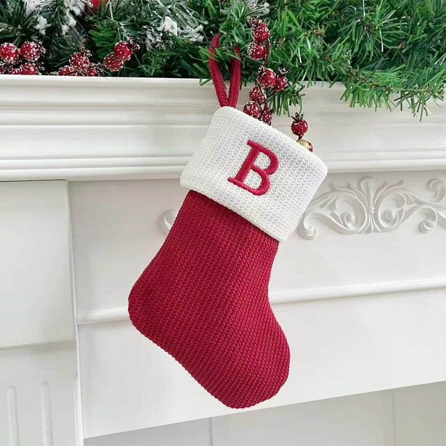 Knitted Hosiery Wool Hosiery Embroidered Letter Children's Candy Gift Bag Christmas Stocking Gift Bag