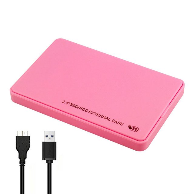 Rosa Caja Disco Duro Externo USB3.0 Estado Sólido SSD 2 5 Pulgadas Con Puerto Serie Sata Sin Tornillos Y Sin Herramientas (Rosa)