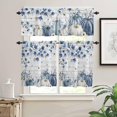 thumbnail image 2 of Green Eucalyptus Leaves Kitchen Curtains, Retro Floral 3-Piece Kitchen Curtain Valance and Tiers Set 36 Inch Length, Rustic Botanical Rod Pocket Half Window Curtains for Cafe Living Room Bathroom, 2 of 6