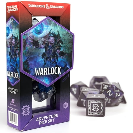 Dungeons & Dragons: D&D Adventure Dice: Warlock - Purple - 16pc RPG Set, Class Symbols, Roleplaying Game Accessory, Sirius Dice, Officially Licensed